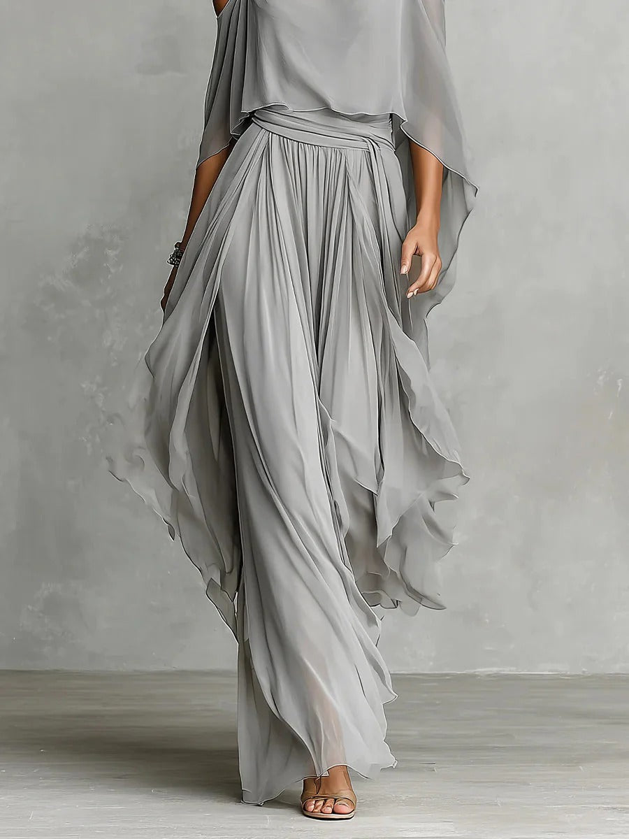 Freya | Off-Shoulder Chiffon Two-Piece Set