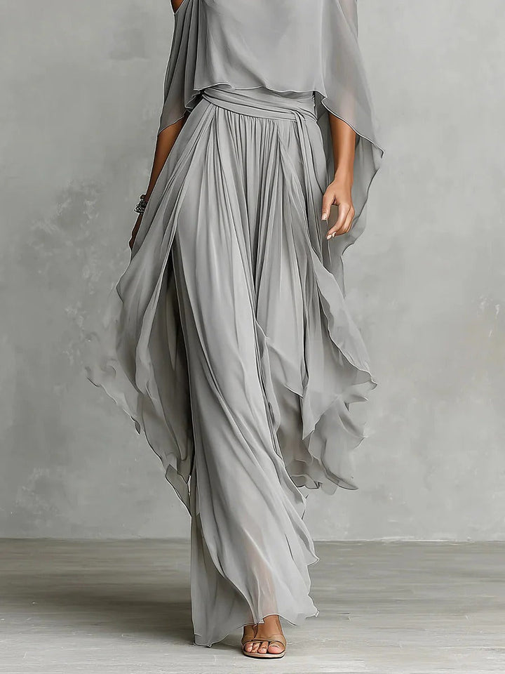 Freya | Off-Shoulder Chiffon Two-Piece Set