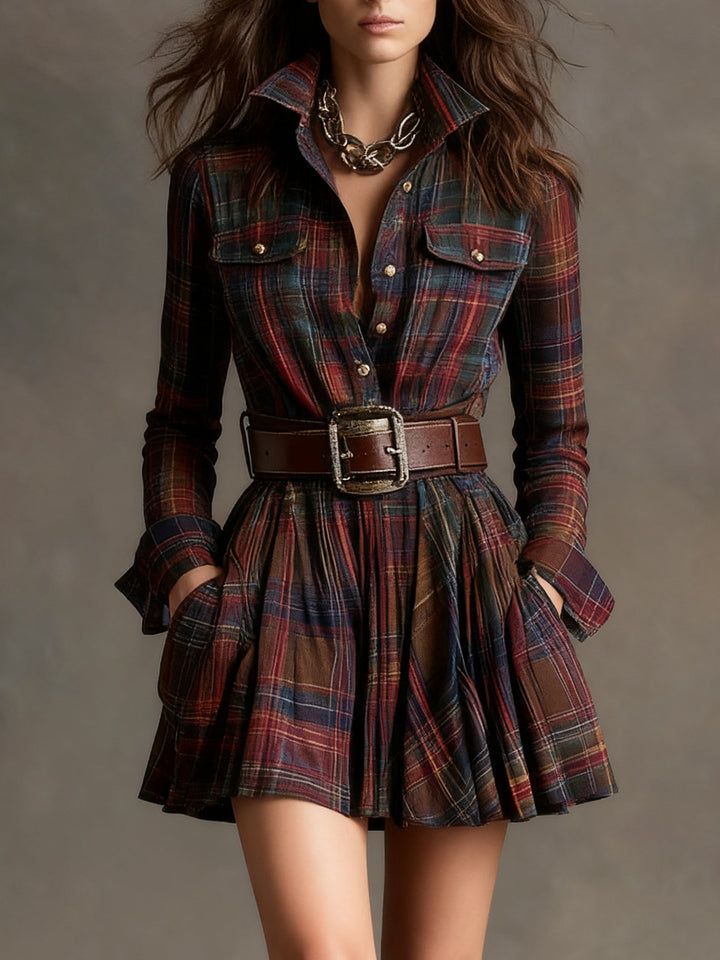 Magdalena | Elegant short checkered dress
