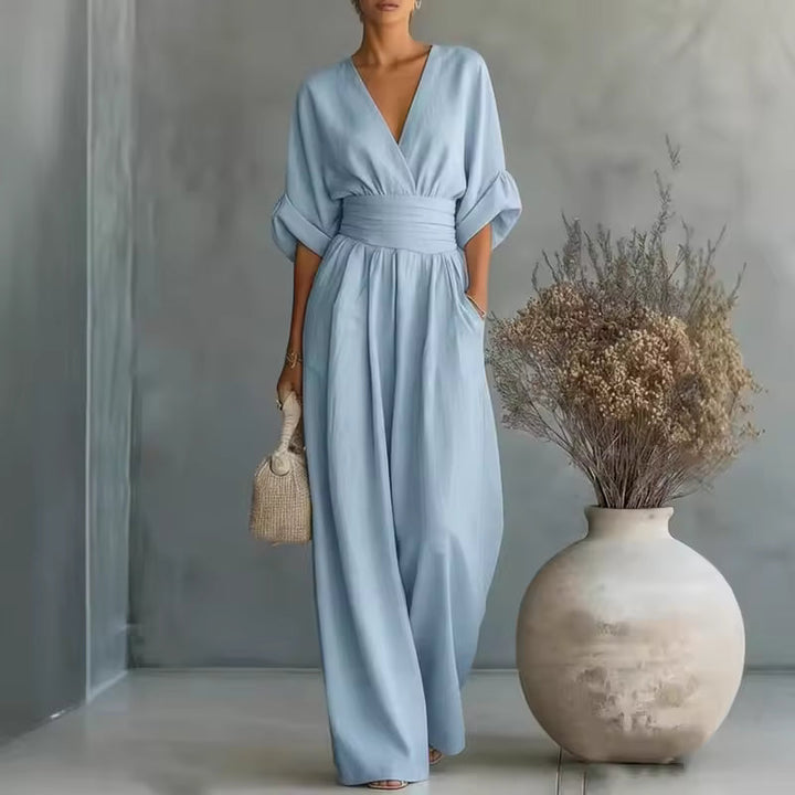 Georgina | Deep V-Neck Elegant Wide-Leg Jumpsuit