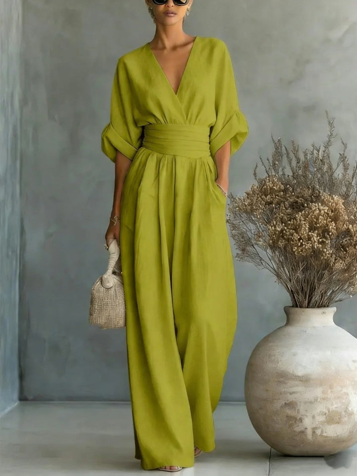 Georgina | Deep V-Neck Elegant Wide-Leg Jumpsuit
