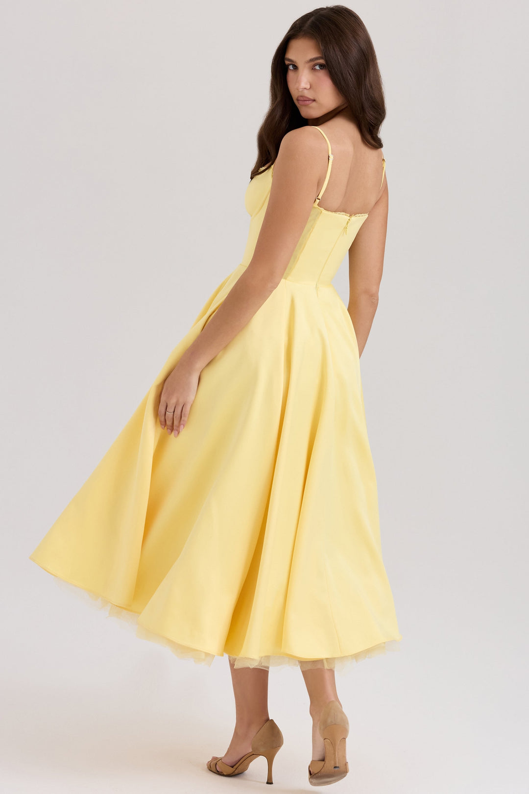Luce - Satin Tulle Midi Dress