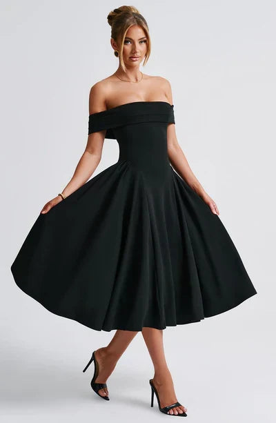 Tahlia™ | Off-shoulder pleated midi dress