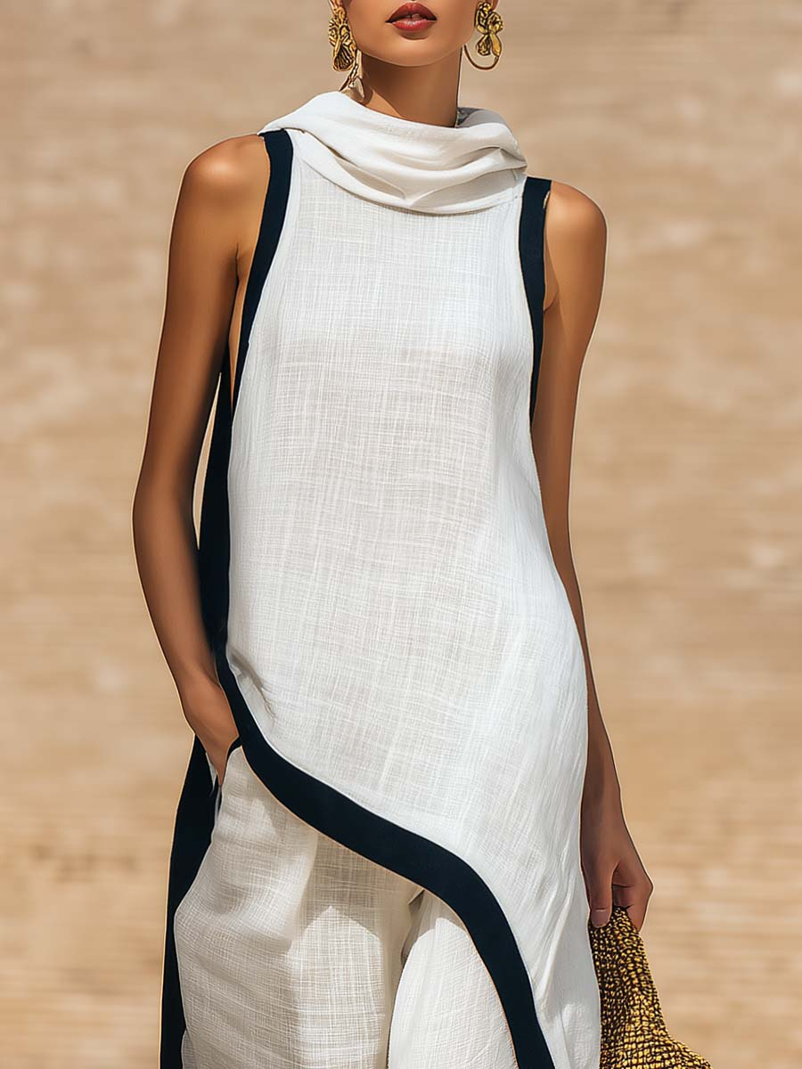 Agnes - Elegant two-piece cotton-linen set with artistic cut