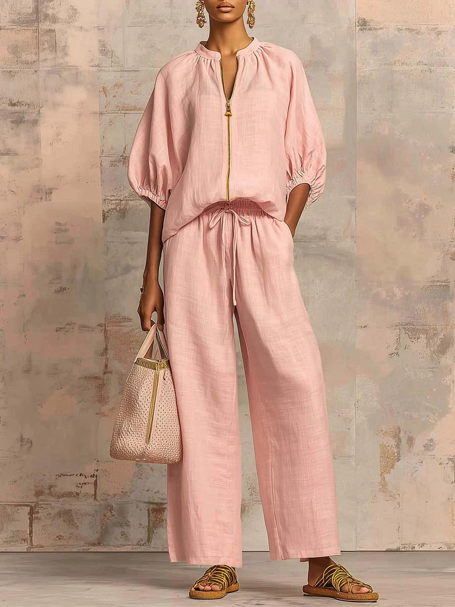 Alba | Two-Piece Set: Relaxed-Style Shirt and Wide-Leg Pants