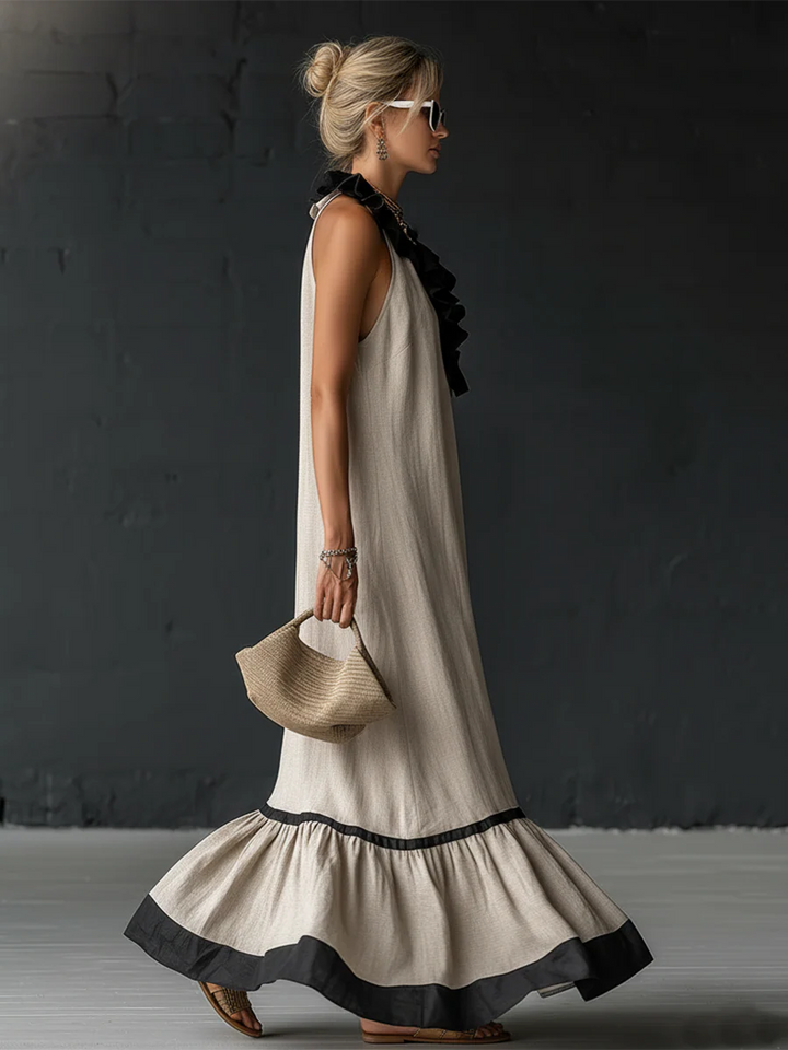 Celestine | Color-Block Ruffle Maxi Dress