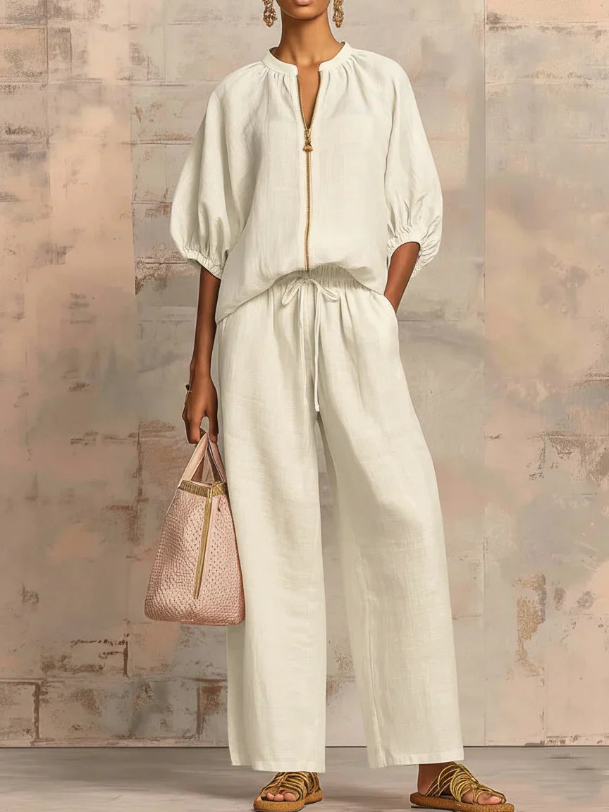 Alba | Two-Piece Set: Relaxed-Style Shirt and Wide-Leg Pants