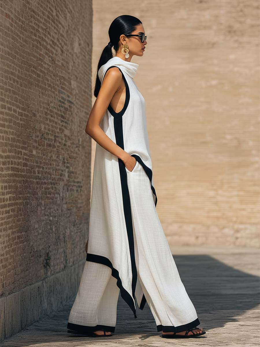 Agnes - Elegant two-piece cotton-linen set with artistic cut