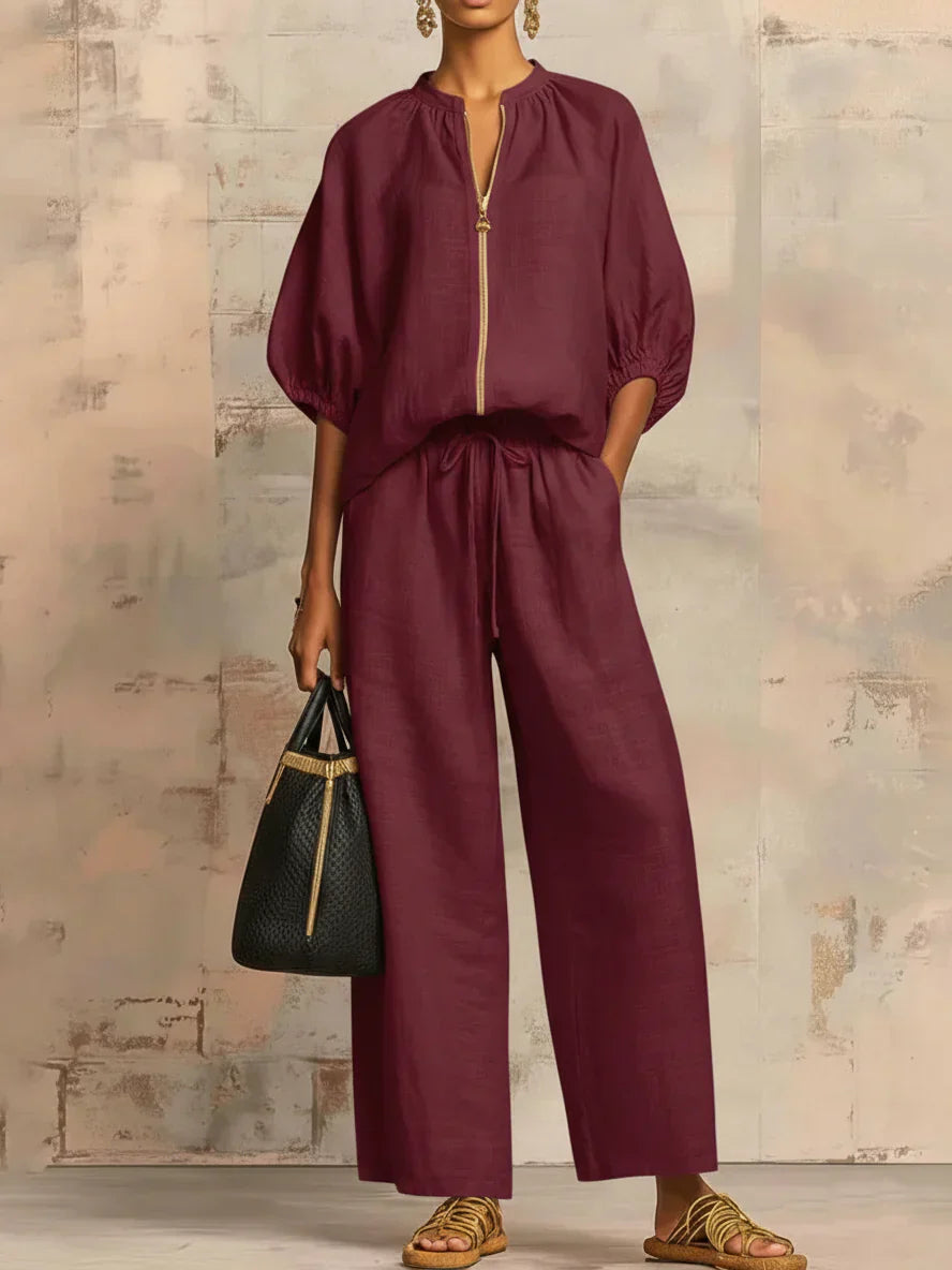 Alba | Two-Piece Set: Relaxed-Style Shirt and Wide-Leg Pants