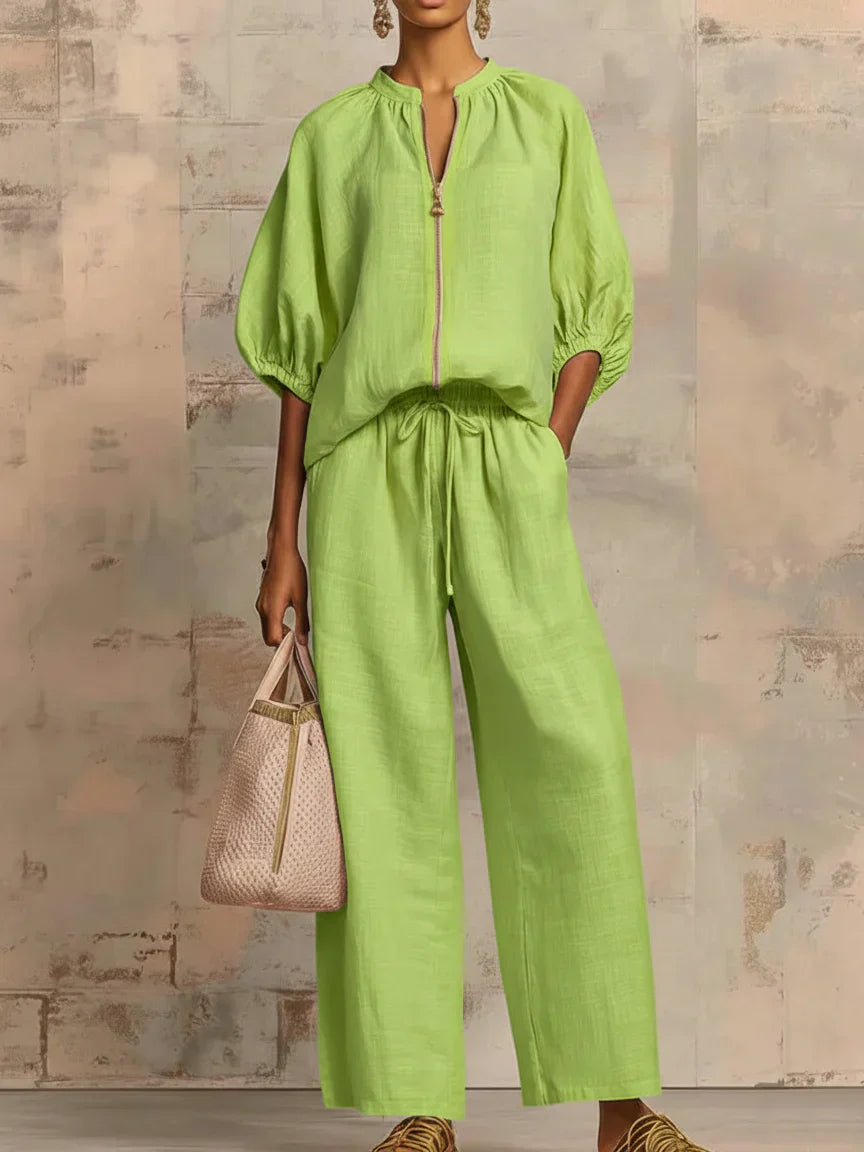 Alba | Two-Piece Set: Relaxed-Style Shirt and Wide-Leg Pants