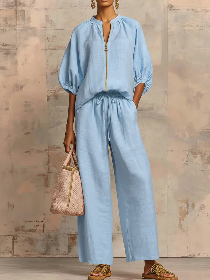 Alba | Two-Piece Set: Relaxed-Style Shirt and Wide-Leg Pants