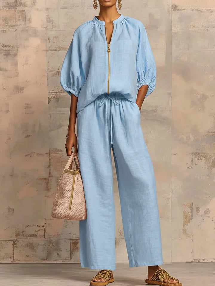 Alba | Two-Piece Set: Relaxed-Style Shirt and Wide-Leg Pants
