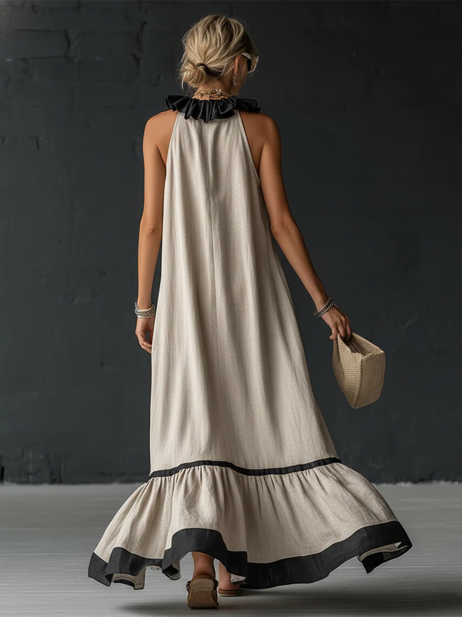 Celestine | Color-Block Ruffle Maxi Dress