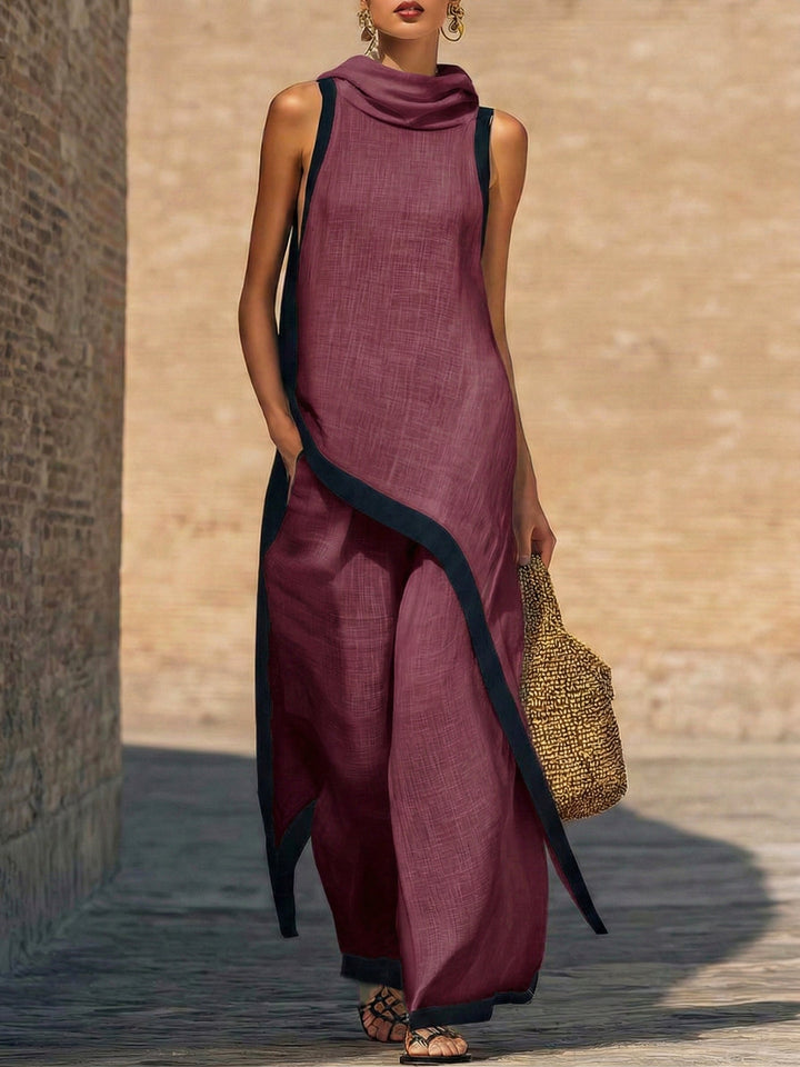 Agnes - Elegant two-piece cotton-linen set with artistic cut
