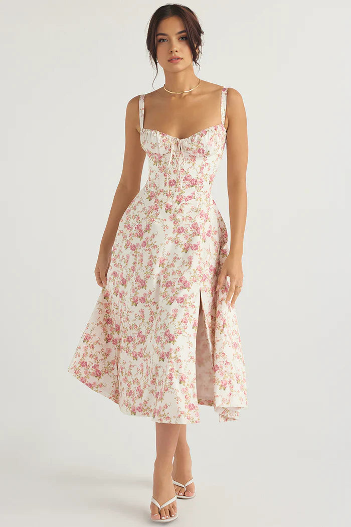 AURORA - LACE-UP CORSET MIDI DRESS