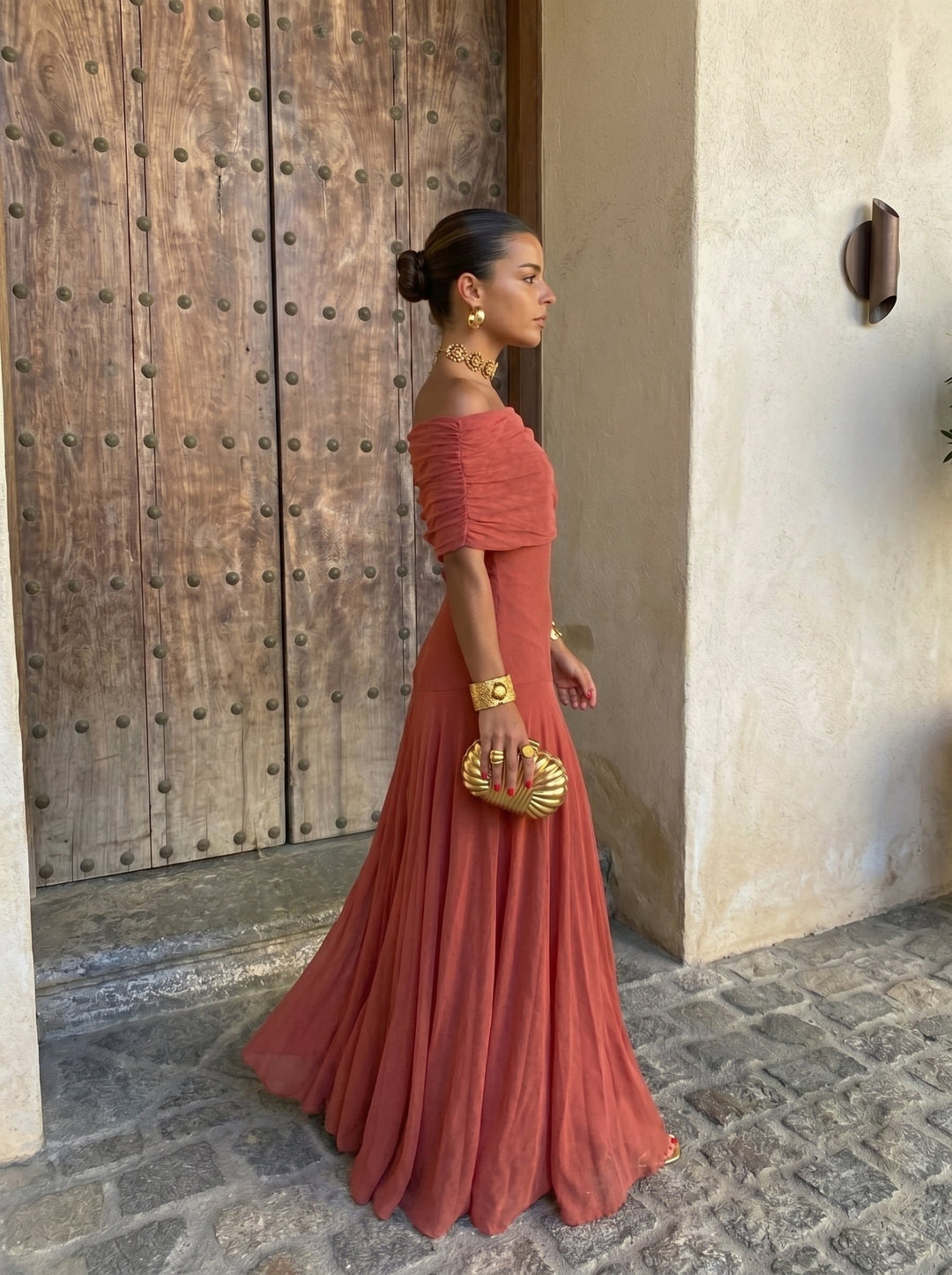 Callie - One Shoulder Mesh Maxi Dress