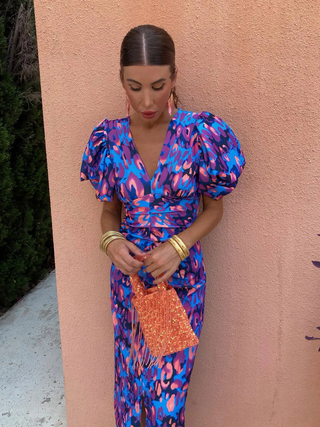 Carla | Midi Dress with Puff Sleeves