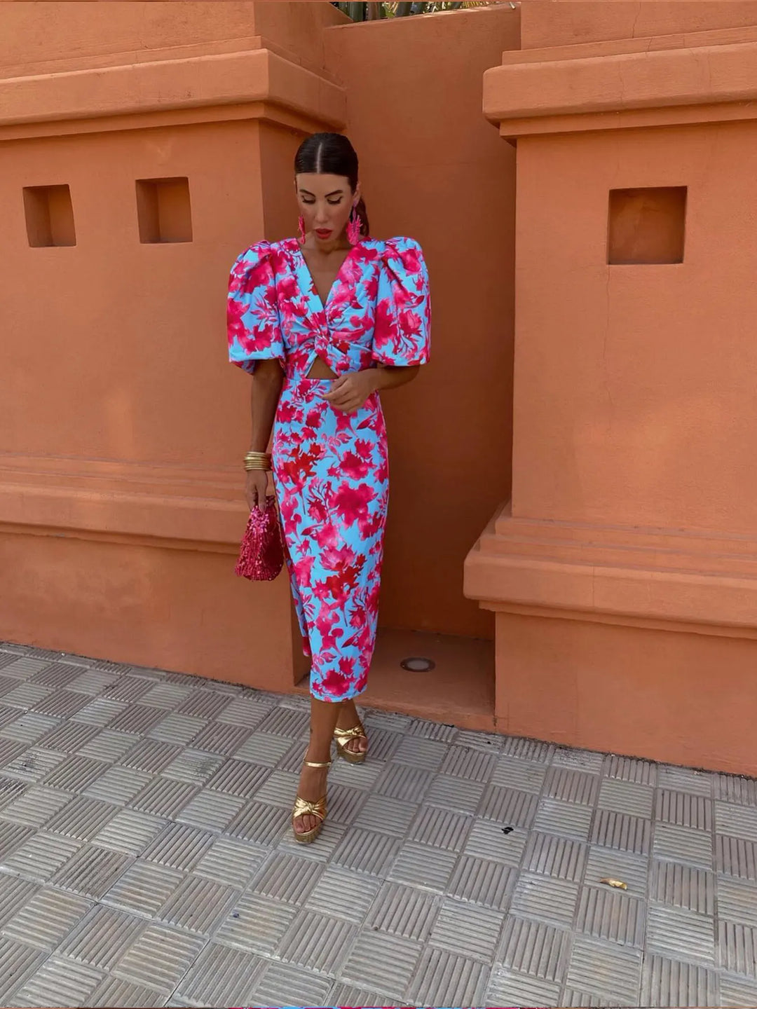 Carla | Midi Dress with Puff Sleeves